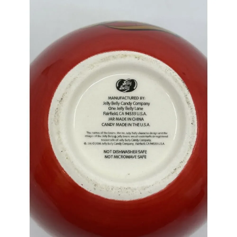 Jelly Belly Candy Jar Ceramic Chef Canister Red White 2006‎ Vintage Style